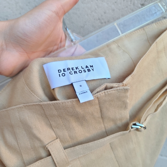 Derek Lam 10 Crosby | Sergio Linen Blend High Waist Wide Leg Pants Size 6 - Picture 9 of 11